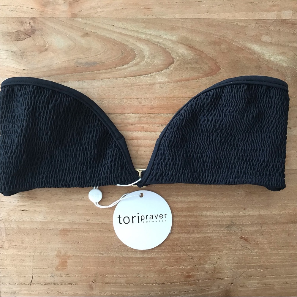 Tori Praver Black strapless bikini top